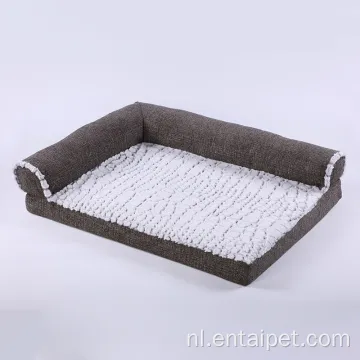 Luxe hond faux bont kat rechthoekig bolster bed